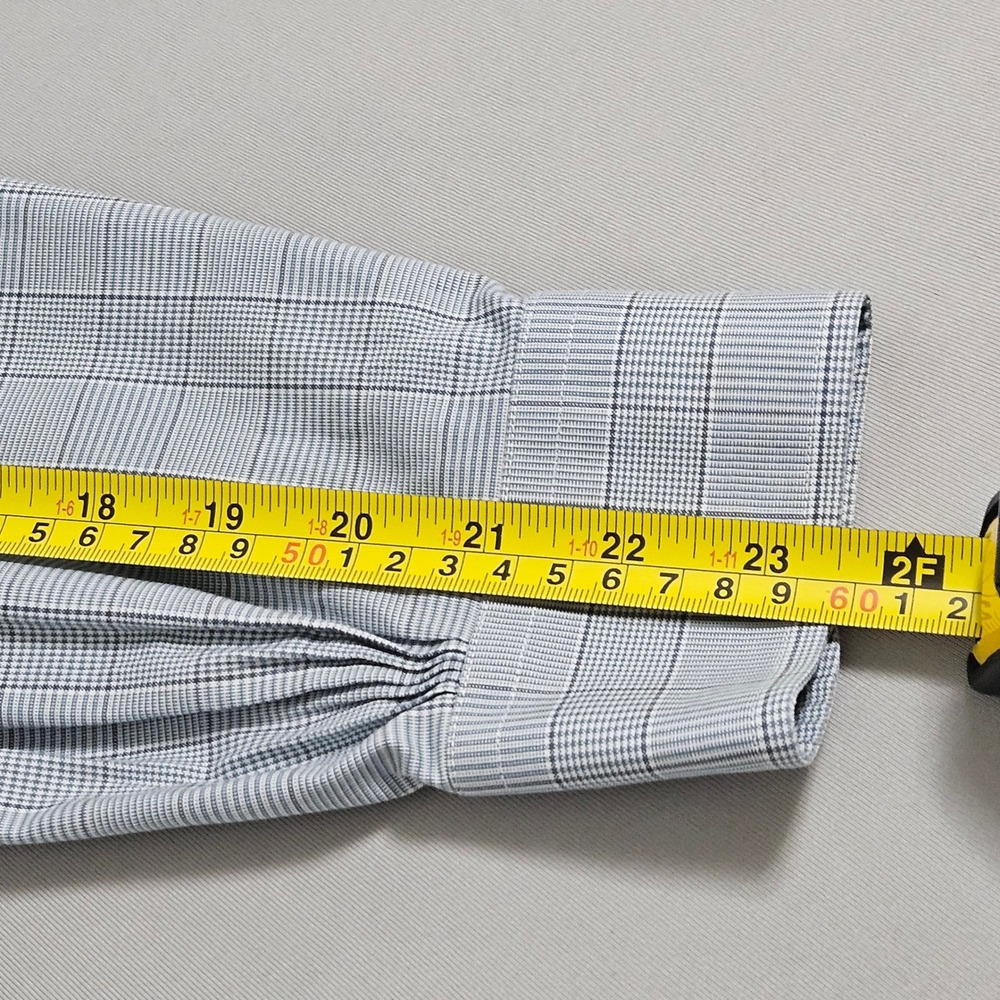 Brooks Brothers Milano Fit Plaid Dress Shirt Blue Gray Quiet Luxury Ivy 16 34 - Picture 11 of 12
